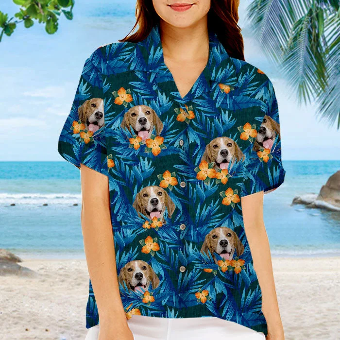 Colorful Tropical Flowers And Leaves Pattern - Dog & Cat Personalized Custom Unisex Hawaiian Shirt - Upload Image, Dog Face, Cat Face - Summer Vacation Gift, Gift For Pet Owners, Pet Lovers