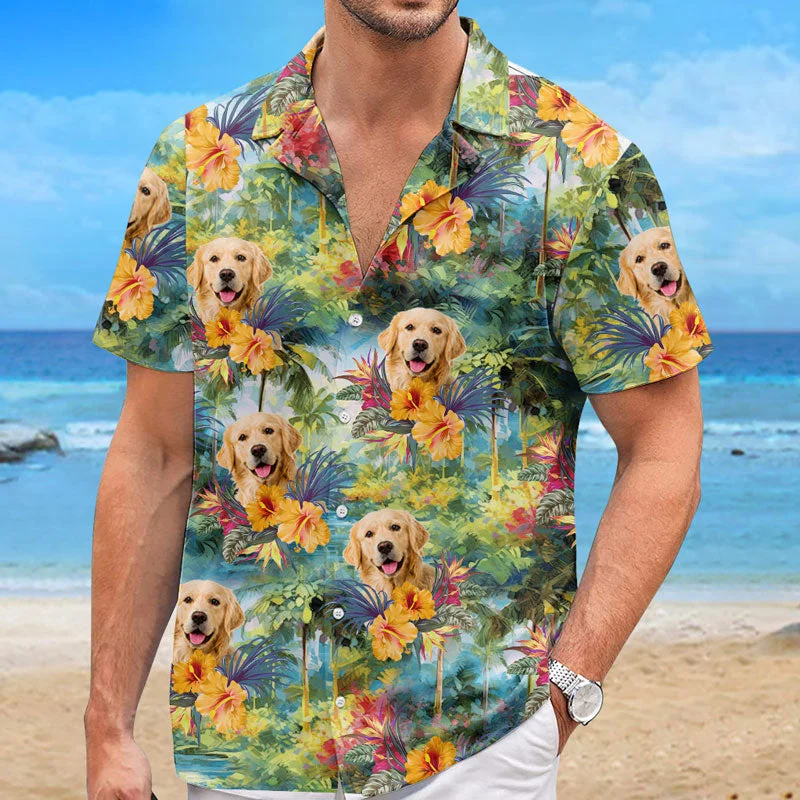 Custom Photo Let The Summer Begin - Dog & Cat Personalized Custom Unisex Tropical Hawaiian Aloha Shirt - Summer Vacation Gift, Gift For Pet Owners, Pet Lovers