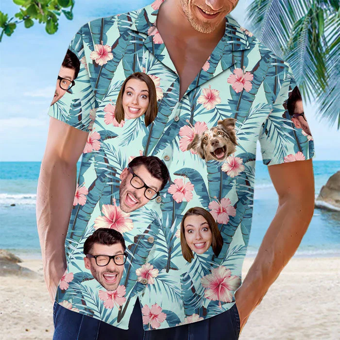 Custom Photo Tropical Vibes Only - Family Personalized Face Custom Unisex Hawaiian Shirt - Gift For Family, Pet Owners, Pet Lovers