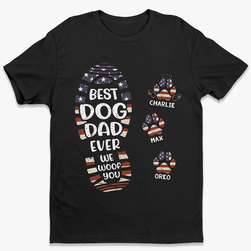 Happy Father's Day To The Best Dog Dad Paw Print - Dog Personalized Custom Unisex Patriotic T-shirt, Hoodie, Sweatshirt - Father's Day, Independence Day, 4th Of July, Gift For Pet Owners, Pet Lovers