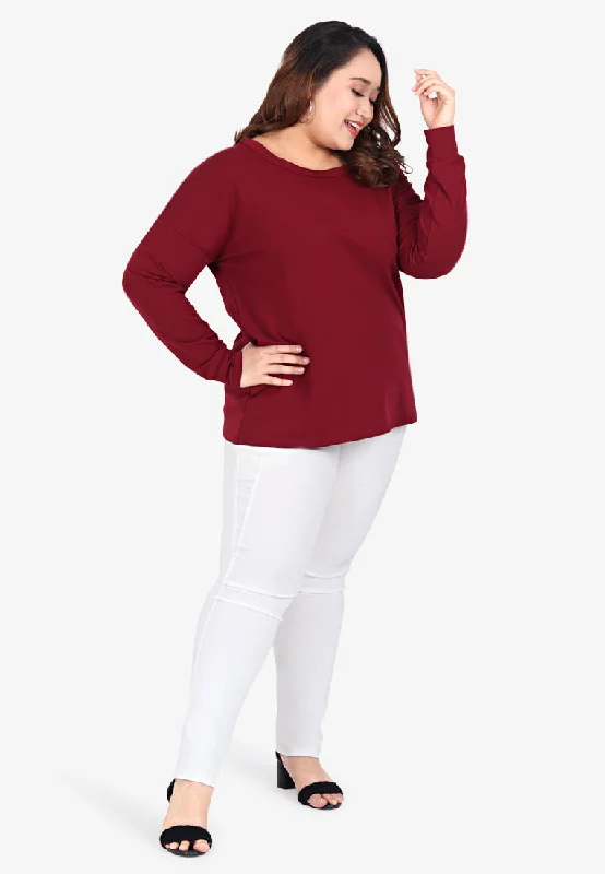 Juniper Wide Neck Jumper Tee - Maroon