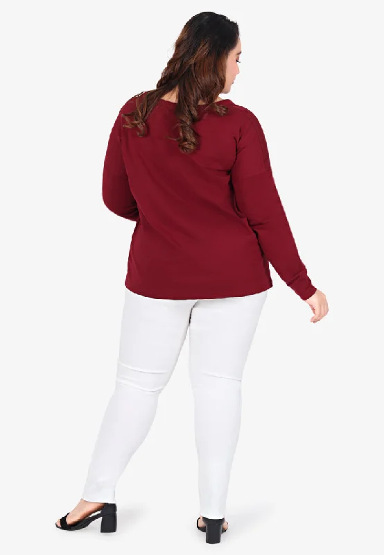 Juniper Wide Neck Jumper Tee - Maroon