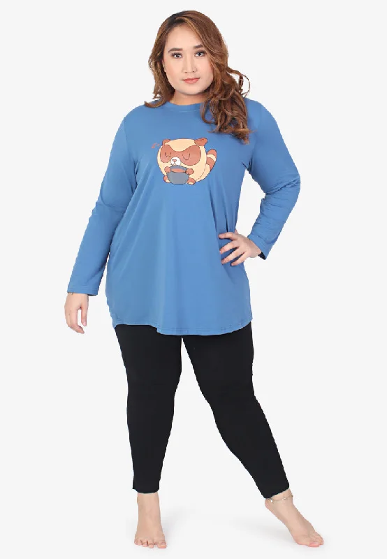 Raccoon Cute Animals Sleep Tee - Blue