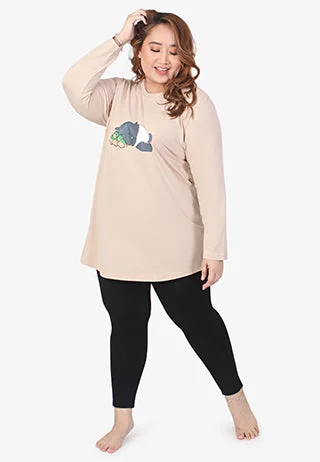 Tapir Cute Animals Sleep Tee - Cream