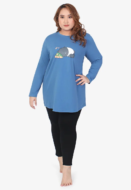 Tapir Cute Animals Sleep Tee - Blue