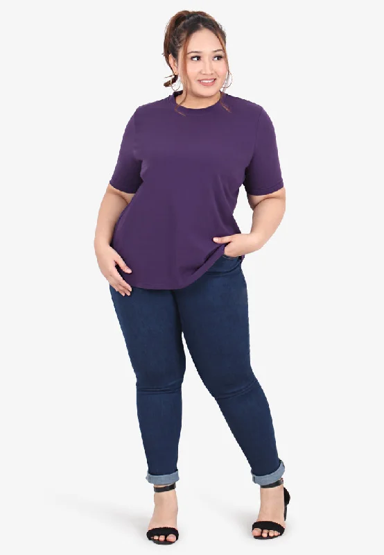 Cleo Premium Cotton Short Sleeve Tshirt - Purple