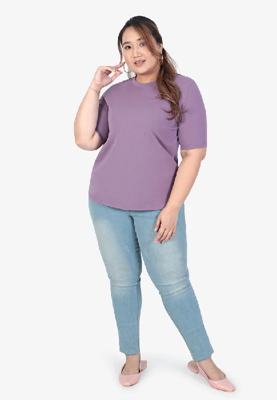 Cleo Premium Cotton Short Sleeve Tshirt - Lavender Purple