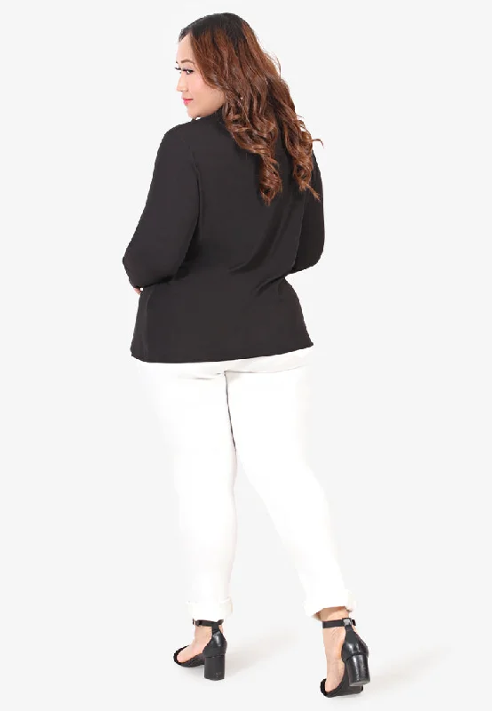 Roselinda Ribbed Long Sleeve Turtleneck Top - Black