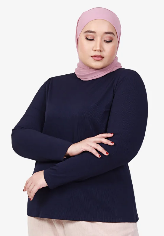 Roselinda Ribbed Long Sleeve Turtleneck Top - Blue