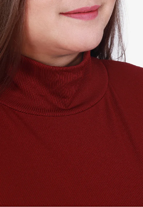 Roselinda Ribbed Long Sleeve Turtleneck Top - Maroon