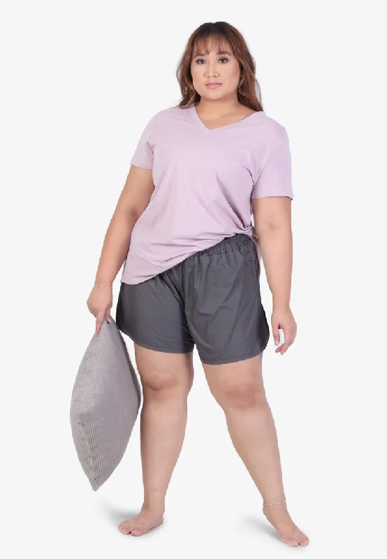 Verra V-neck Short Sleeve Basic Tee - Lilac Pink