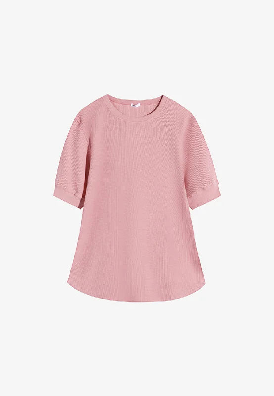 Waffy Short Sleeve Waffle Top - Pink