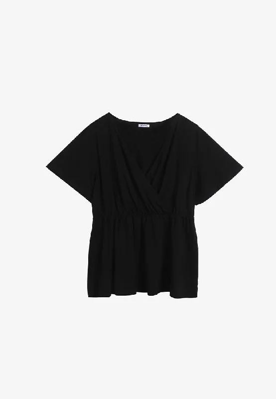 Morsa BF-Friendly Casual Short Sleeve Top - Black