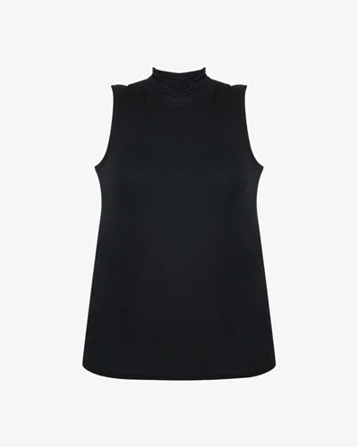 Tamryn OUTSTANDINGLY SOFT Turtleneck Sleeveless Top - Black