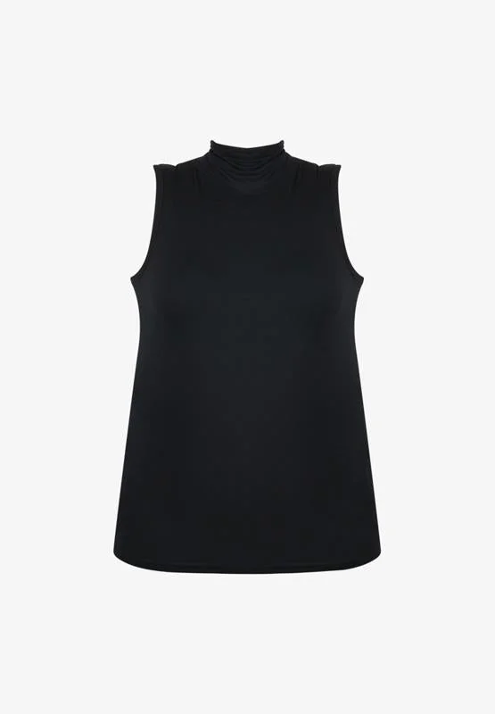 Tamryn OUTSTANDINGLY SOFT Turtleneck Sleeveless Top - Black