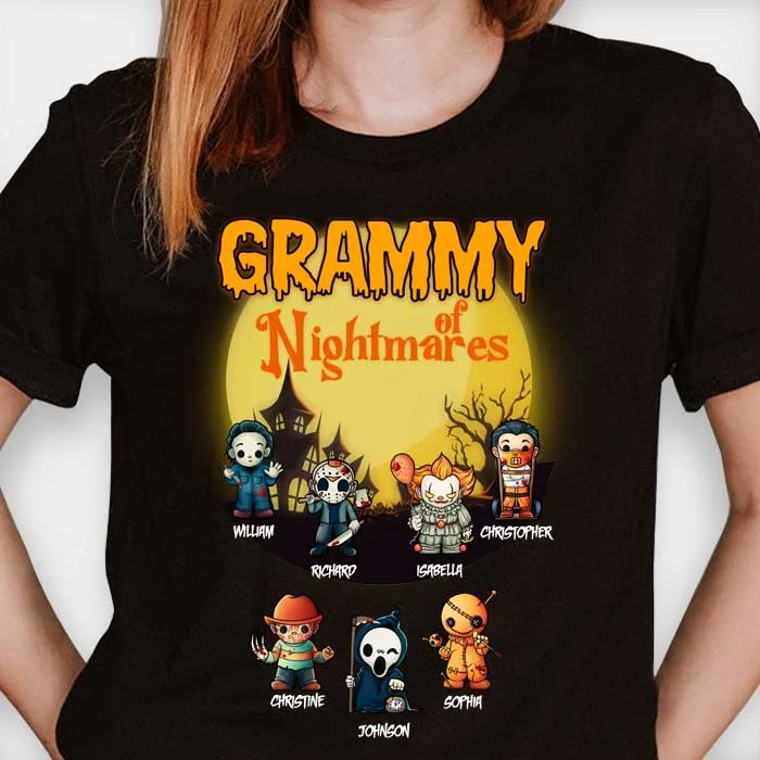 Halloween Ideas - Moonlight - Scary Night For Grandmas - Personalized Unisex T-Shirt, Halloween Ideas.