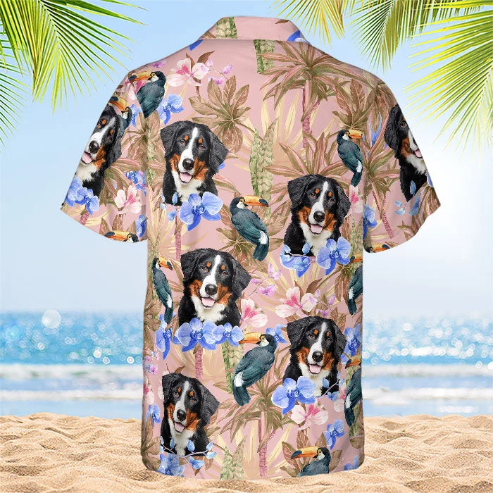 Tropical Bird Flower Pattern - Dog & Cat Personalized Custom Unisex Hawaiian Shirt - Upload Image, Dog Face, Cat Face - Summer Vacation Gift, Gift For Pet Owners, Pet Lovers