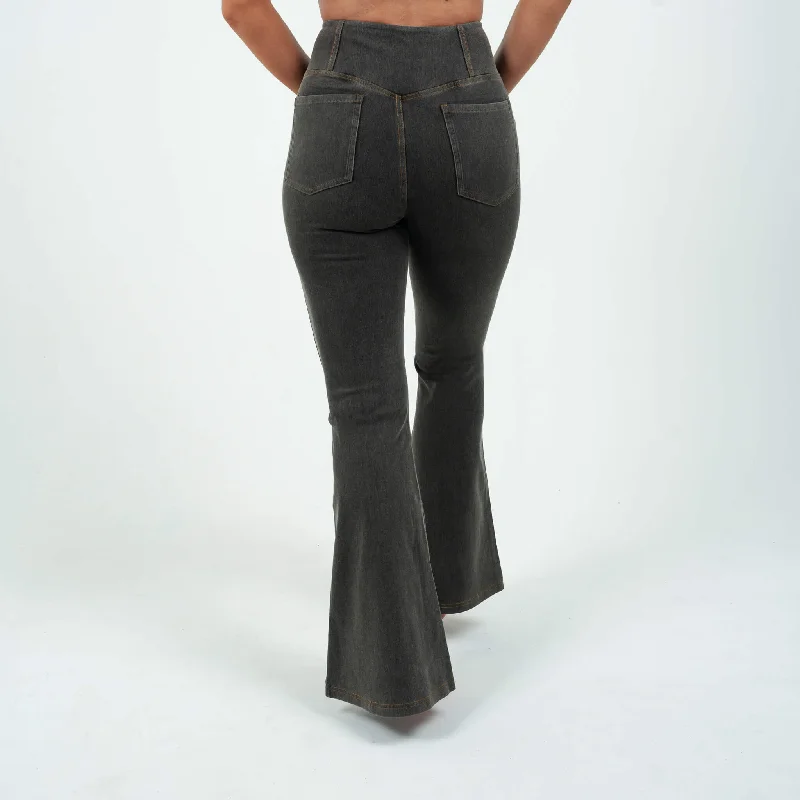 Black Flared High Waisted Super Stretch Jeans