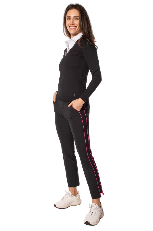 Black/Hot Pink Stretch Ankle Pant