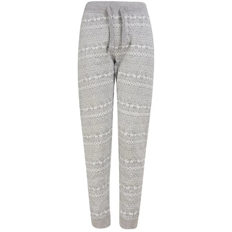 Christmas 2 Piece Vega Repeat Fairisle Womens Christmas Pyjama Set - Grey