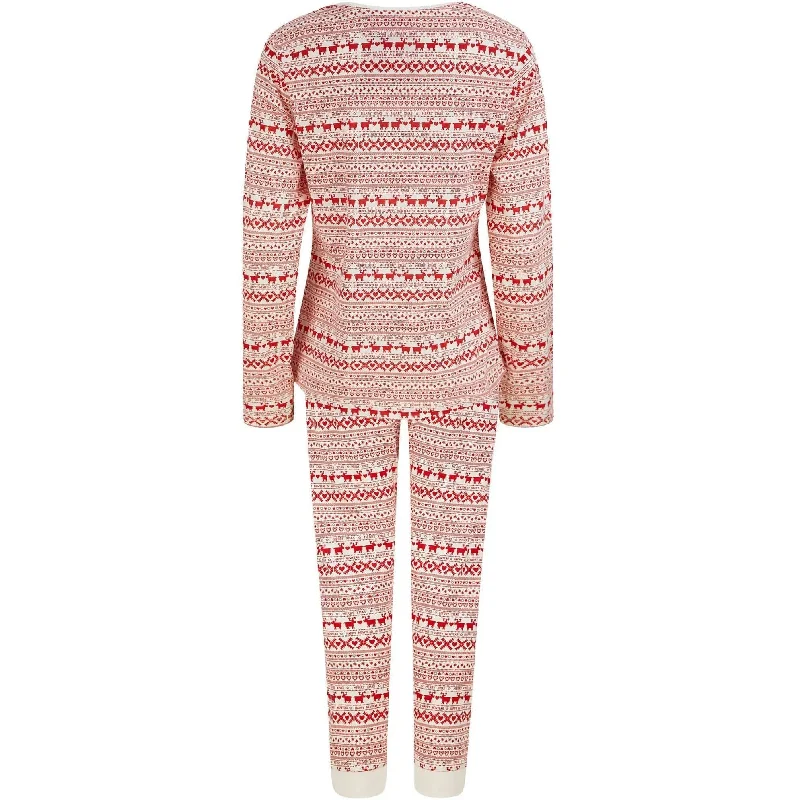 Christmas 2 Piece Vega Repeat Fairisle Womens Christmas Pyjama Set - White