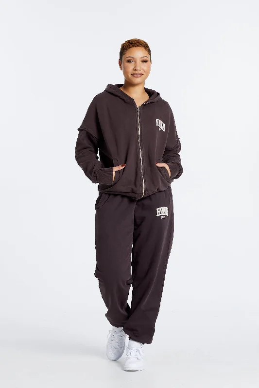 OVERSIZED WASHED TRACKPANTS ESPRESSO