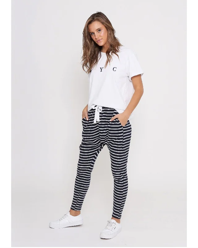 Leoni Jordan Jogger - Navy and White Stripe