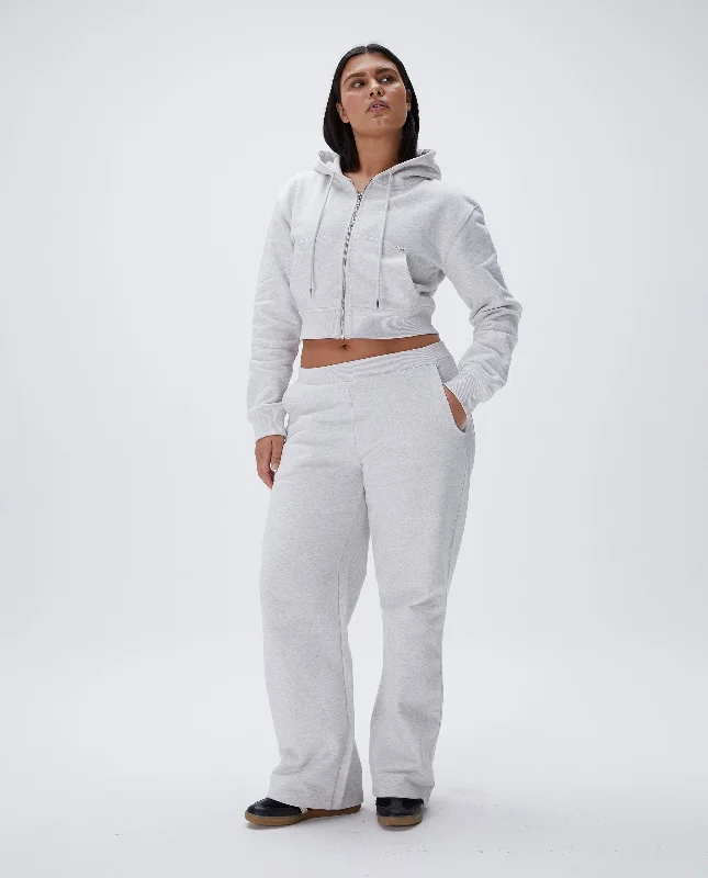 Low Rise Straight Leg Sweatpants - Light Grey Melange