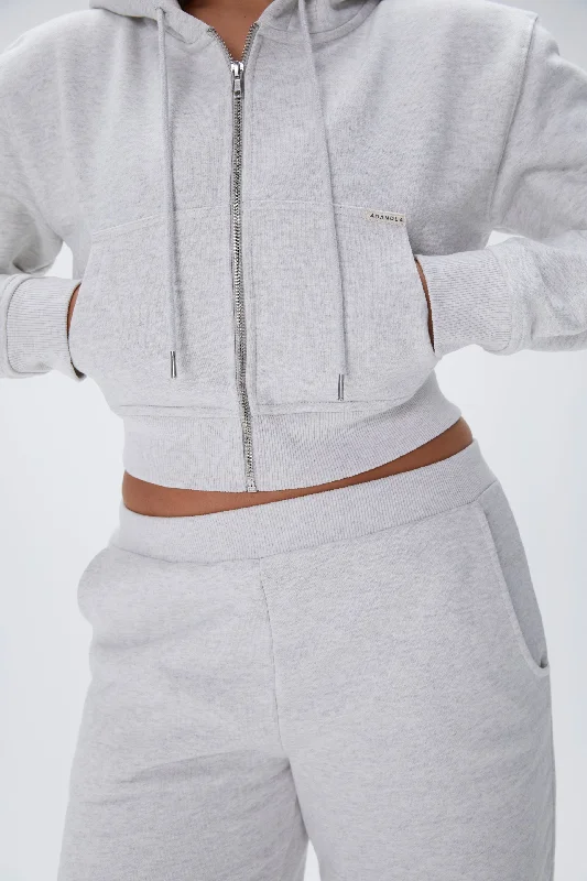 Low Rise Straight Leg Sweatpants - Light Grey Melange