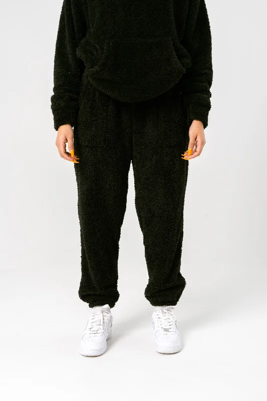 TEDDY FLEECE PANTS - BLACK