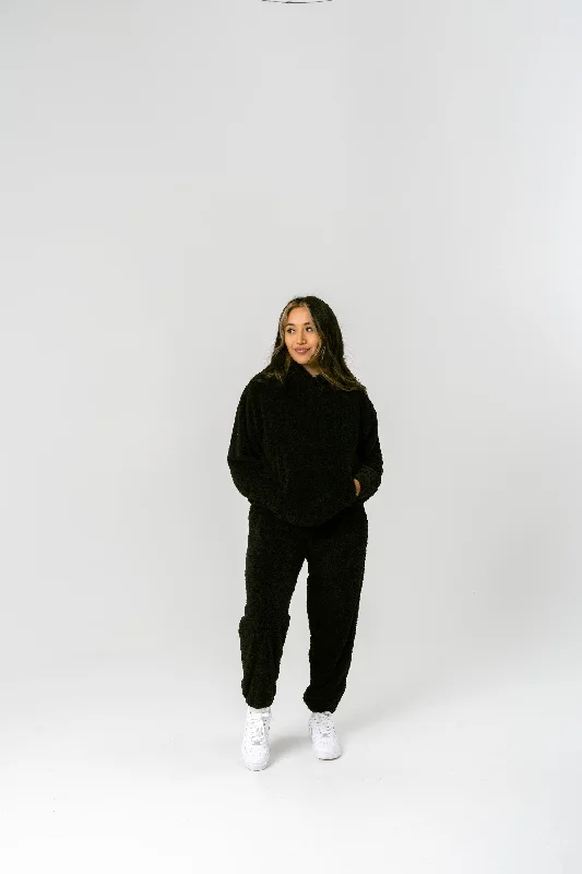 TEDDY FLEECE PANTS - BLACK