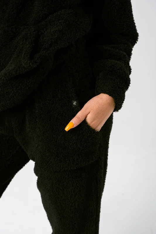 TEDDY FLEECE PANTS - BLACK