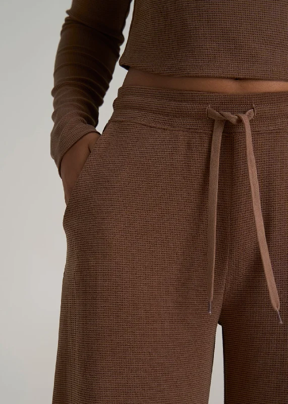 Mid Rise Waffle Wide Leg Pants for Tall Women in Otter Brown