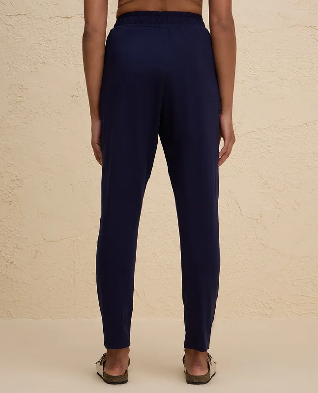 Nykd By Nykaa All Day Cotton Comfort Pant with Zip Pockets-NYAT502-Navy