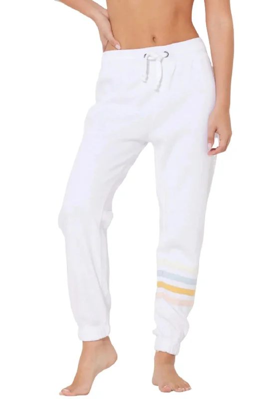 Ocean Drive Fleece Summer Stripes Jogger OD12032 White