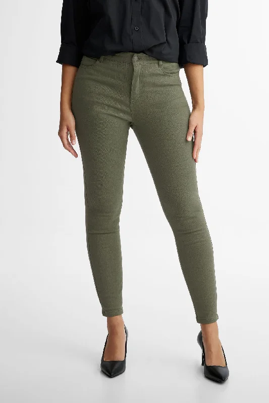 Pantalon 5 poches coupe ajustée en twill - Femme