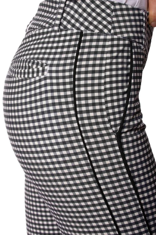 Black/White Checkered Stretch Ankle Pant