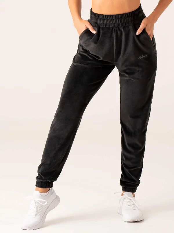 Velour Track Pant - Black