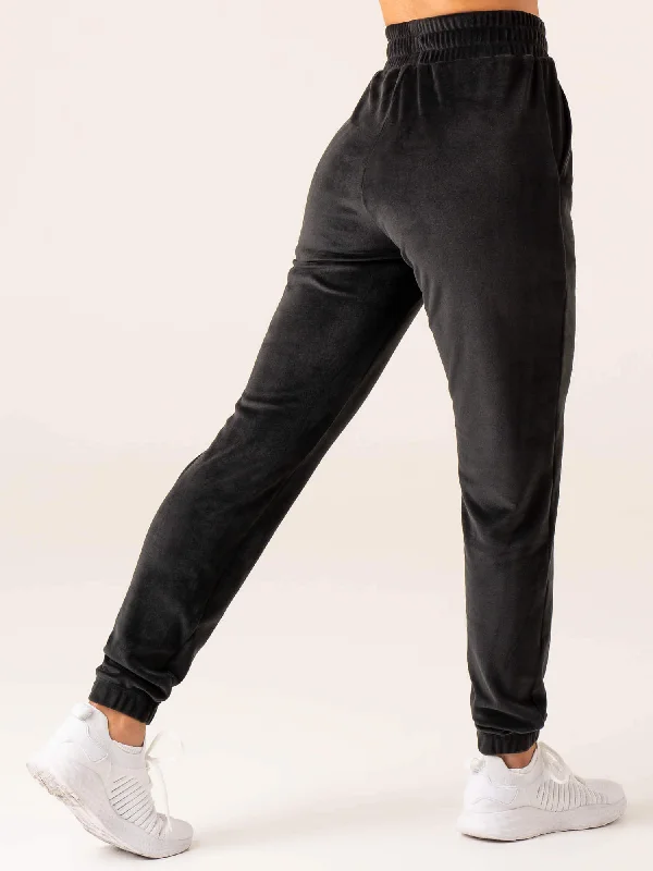 Velour Track Pant - Black