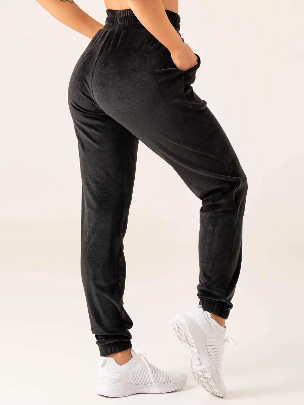 Velour Track Pant - Black