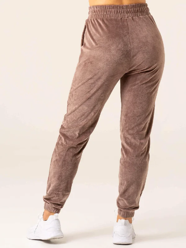 Velour Track Pant - Taupe