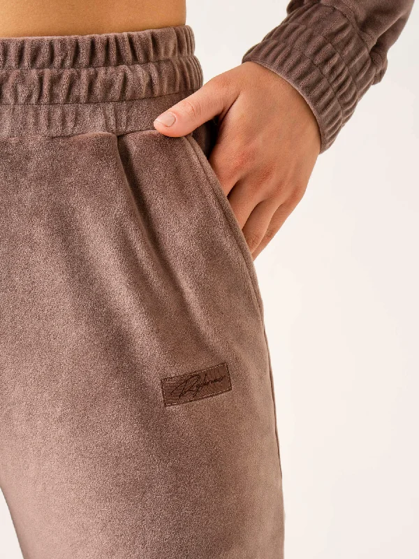 Velour Track Pant - Taupe