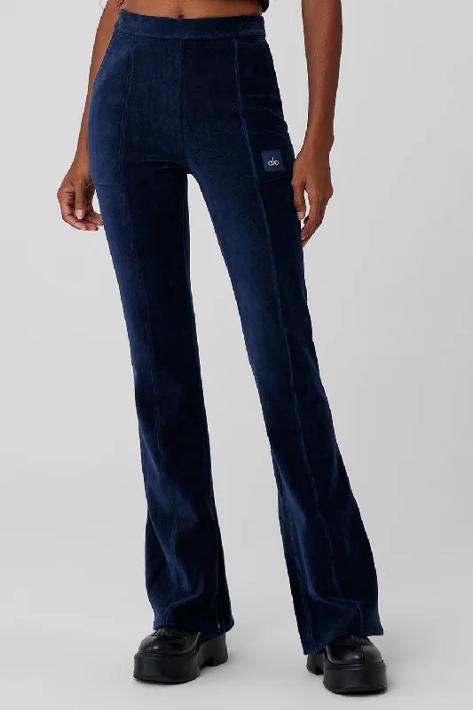 Micro Corduroy High-Waist Winter Break Flare Pant - Navy