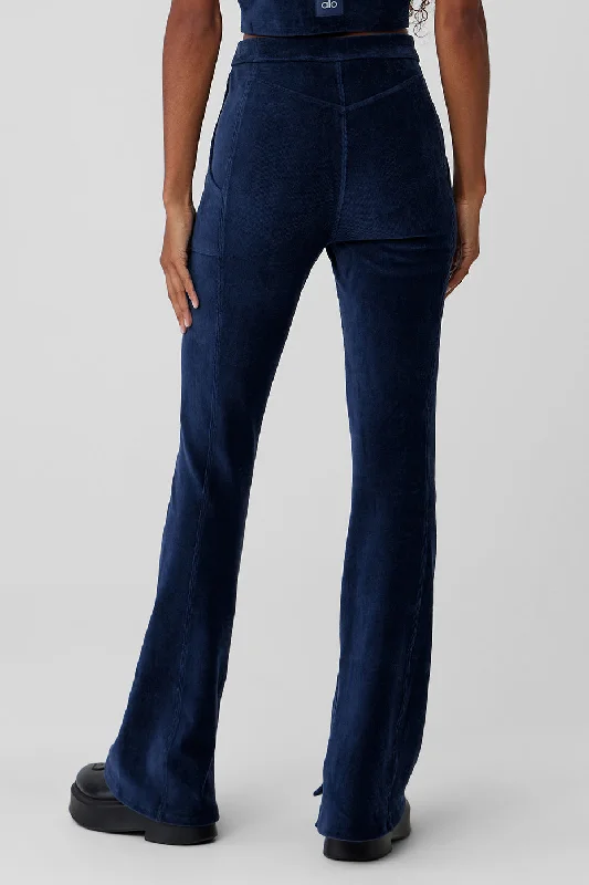 Micro Corduroy High-Waist Winter Break Flare Pant - Navy