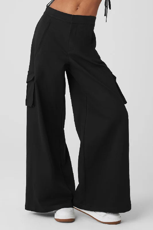 Wide Leg Cargo Show Off Trouser - Black