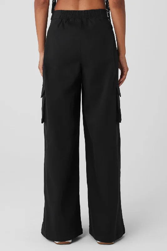 Wide Leg Cargo Show Off Trouser - Black