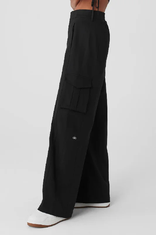 Wide Leg Cargo Show Off Trouser - Black