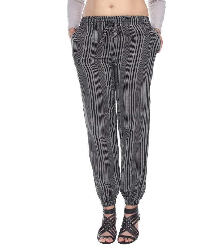 Yak & Yeti Striped Harem Jogger Lounging Pants Black