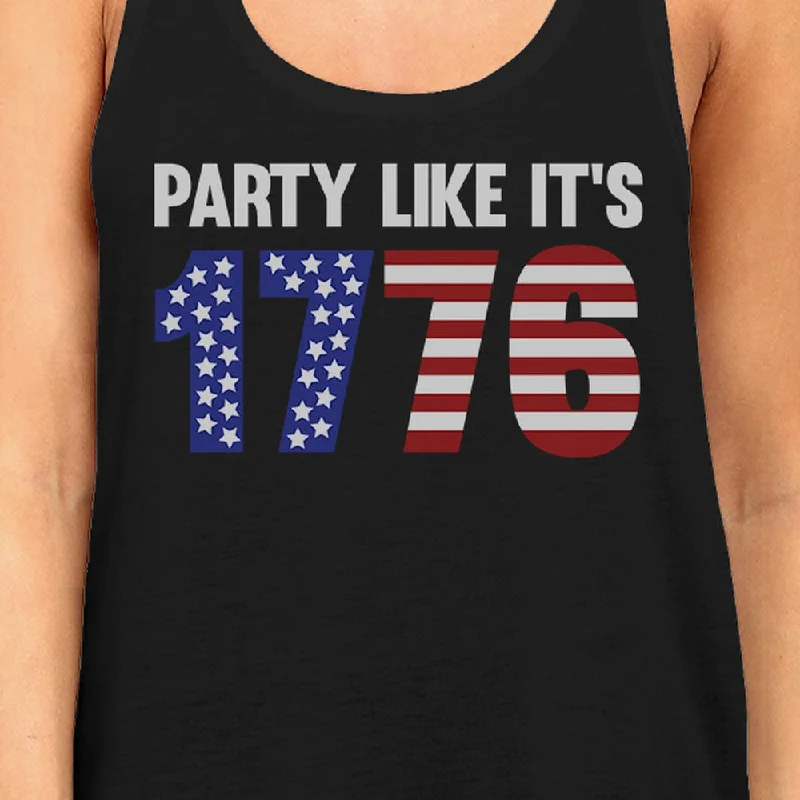 Party Like It's 1776 Funny Independence Day Black Tanks For Women