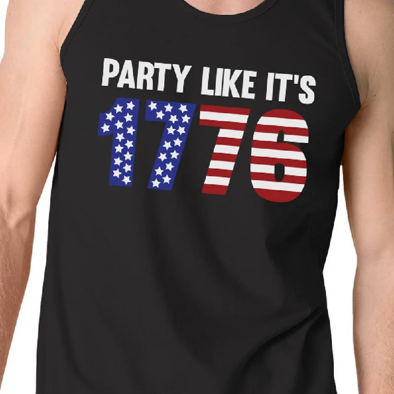 Party Like Its 1776 Funny Independence Day Mens Black Graphic Tanks